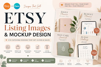 design etsy listing images, thumbnails, and product mockups that sell
