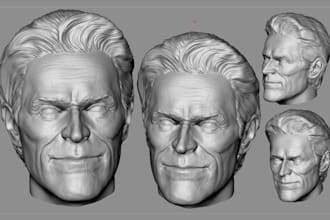 make custom 3d head sculpt, bust model, 3d figure face stl file for 3d printing