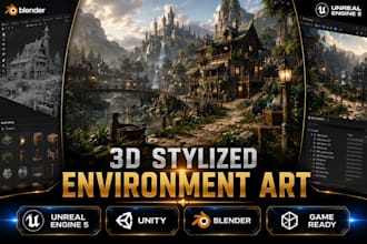 create stunning 3d stylized environment art unity  game and unreal engine