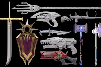sculpt 3d cosplay weapon 3d sword shield axe 3d gun cosplay props hammer model