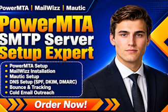 set up powermta smtp server mailwizz mautic for cold email outreach