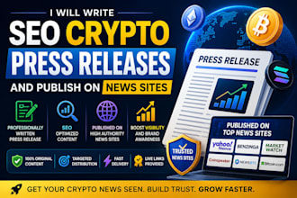 write SEO crypto press releases and publish on news sites