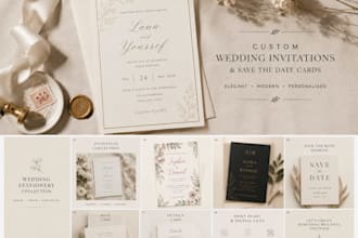 design elegant wedding invitations and save the date cards