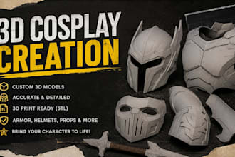 create custom 3d printable cosplay armor, helmet, prop and mask