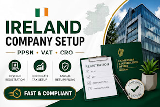register ppsn, ipn, vat,  rbo, vif, corp tax, annual return in ireland