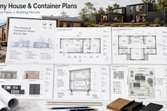 design tiny house and container home floor plans for building permits
