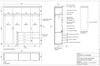 shop drawing, wardrobe, cabinet, millwork and fabrication