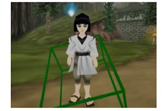 create n64 , ps1 style character, psx, low poly 3d ps1 animation , ps1 rigging