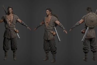 do 3d character modeling 3d game character game asset with rigging and animation