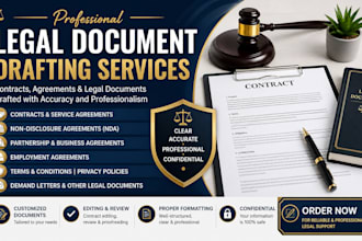 draft professional legal documents, contracts,agreements, legal notice