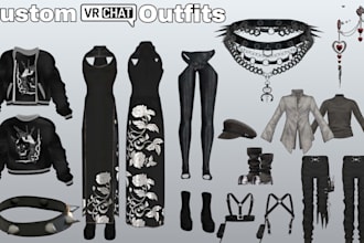 edit, fix, create custom vrchat outfit, props, clothing, weapon, 3d assets