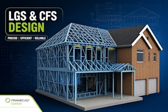 design light gauge steel, cold formed steel, cfs framing framecad and 3d models