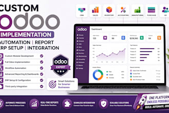 create custom odoo, implementation, automation, report, erp setup, integration