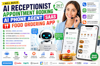 build ai receptionist appointment booking, ai phone agent saas food ordering app