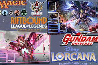 design custom gundam playmat, mtg, pokemon, tcg, yugioh card game, commander edh