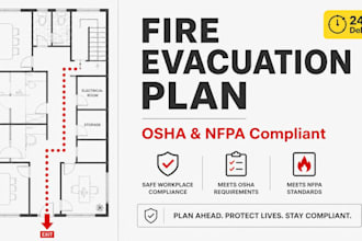 create osha fire escape plan, evacuation map and egress plan