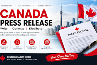 write and distribute a canada press release on top canadian news sites