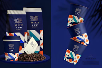 create tea and coffee packaging label, pouch, box design and custom dieline