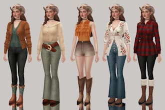 create unique custom sims for sim 4 unique sims, sim 4 cc, 3d model clothes