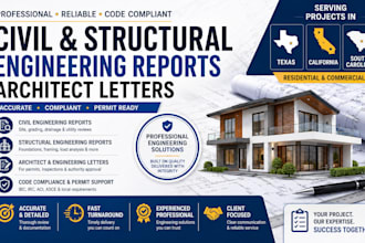 civil and structural engineering report architect  letter in texas california sc