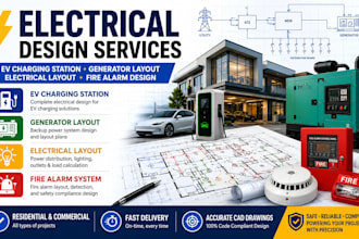 create electrical ev charging station generator electrical layout and fire alarm