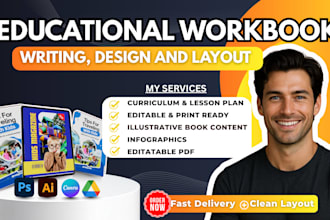 design, format educational workbook, textbook, curriculum plan, book layout