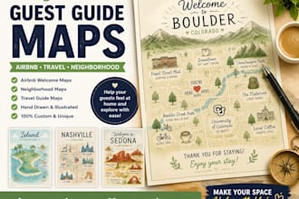 create guest guide map airbnb welcome map neighborhood map travel guide map