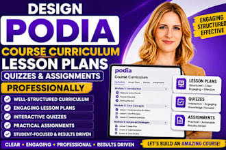 design podia course curriculum lesson plans quizzes assignments professionally