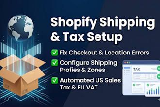 setup shopify shipping zones, taxes compliance, and fix shipping errors