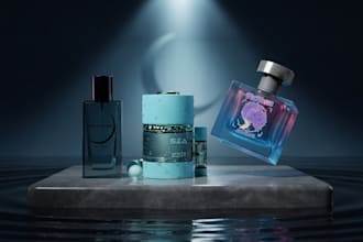 design luxury fragrance branding, perfume packaging, and 3d renders