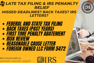 file your back taxes, late tax returns and resolve irs penalties