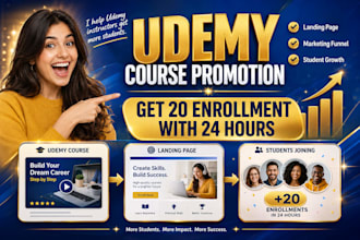 do udemy course promotion, landing page design, student enrollment marketing