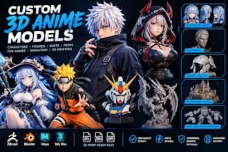sculpt 3d anime figure, action figure, articulated figure for 3d printing