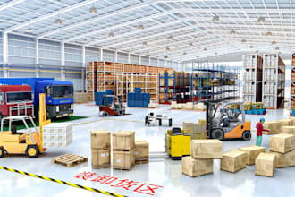 design warehouse, factory, logistics hub cgi and 3d visualization