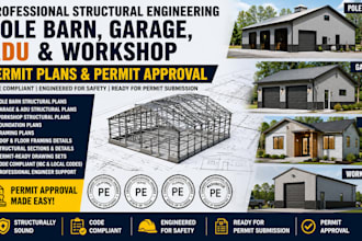 prepare pole barn, garage adu and workshop structural engineering permit plans