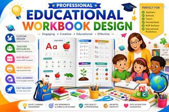 design educational workbook cover for teachers, schools and kdp