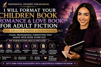 format your children book, love book, romance book for amazon kindle