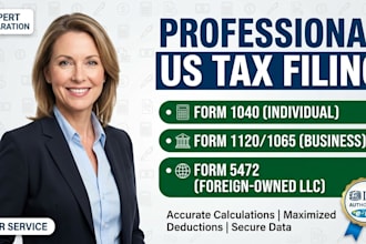 prepare and e file US tax returns form 1040 1120 1065 and 5472