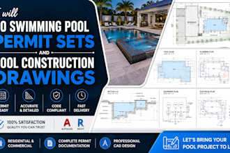 create swimming pool permit sets and pool construction drawings