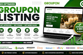 create SEO optimize groupon business product listing amazon ebay local listing