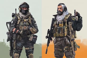 draw military characters or military related illustration