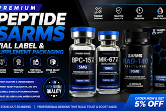design premium peptide sarms vial label and supplement packaging