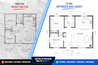 fix floor plan layouts and design functional adu space planning