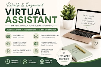 be your virtual assistant for date entry, web research and admin tasks