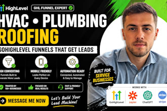 build a gohighlevel hvac, plumbing, and roofing landing page ghl funnel expert