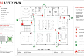 revise existing fire plans, fire protection drawings and building safety plans