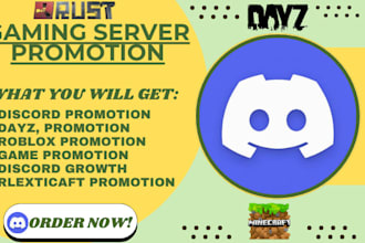 discord server promotion, minecraft server, fivem ads, rust, dayz server