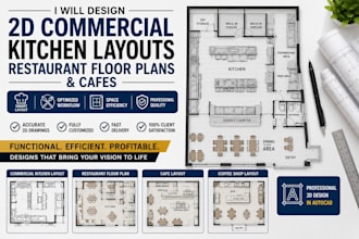 design 2d commercial kitchen layouts, restaurant floor plans, and cafes