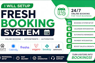 setup acuity scheduling, calendly, fresha, vagaro booking system