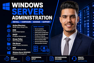 install, configure and manage windows server , ad 2019 2022